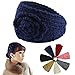Voberry® Women Crochet Headband Knit Hairband Flower Winter Ear Warmer Headwrap (DarkBlue)