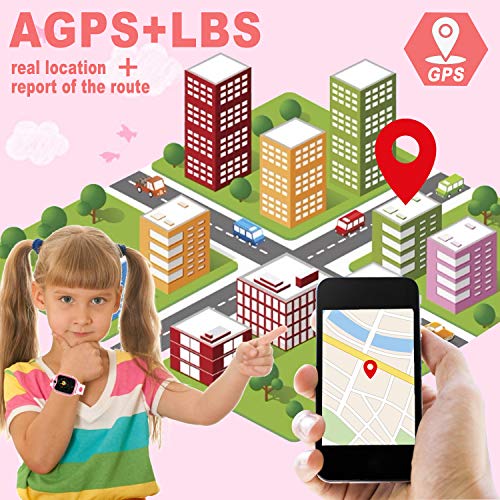 [SIM Card Included] Kids Smartwatch with GPS Tracker, Waterproof Smart Watch for Kids Boys Girls Age 3-12 Year Old, SOS Alarm Clock Digital Wrist Watch Phone Holiday Birthday Gift (Pink) - Thumbnail 4