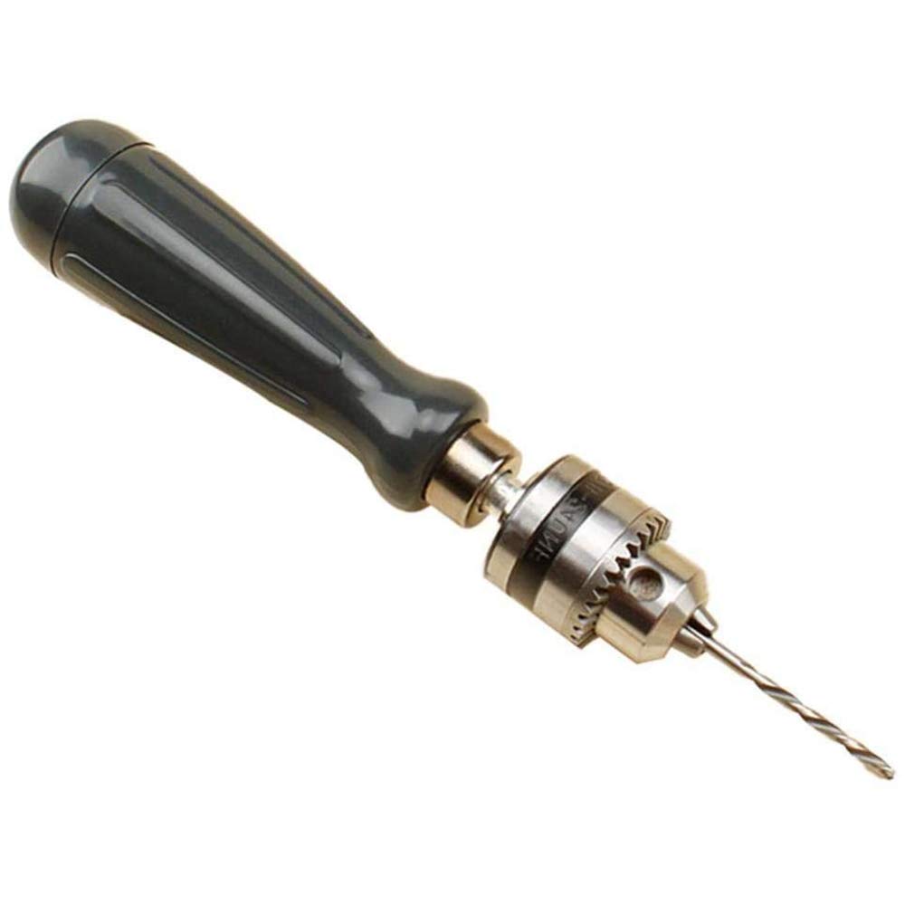 ANCLLO Manual Drill Bit Large Key Hand Drill with 5 Drill Bits Simple Hand Drill Clamping Range 0.6-6mm Hand Twist Drill DIY Tool