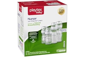 Playtex Baby Nurser Bottle Gift Set, with Pre-Sterilized Disposable Drop-Ins Liners, Closer to Breastfeeding