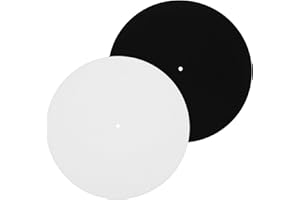 SORCRISTY 2 PCS Record Player Mat, 12 Inch Turntable Slipmat Mat, Anti-Slip Felt Record Player Platter Mat, Vibration Reduction Slipmat for Vinyl Record Players (Black, White)