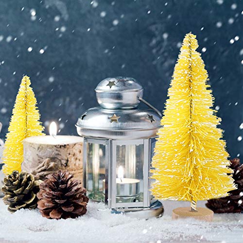 LoveInUSA 34Pcs Mini Sisal Snow Frost Trees, Bottle Brush Trees 5 Sizes Christmas DIY Decoration Home Table Top Decoration Diorama Tree Models Gold