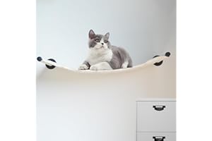 XIFOWE Cat Hammock Wall Mounted, 35.43 x 12.99 inch Wall Mounted Cat Shelves, Metal Brackets cat Beds for Sleeping, Playing, 