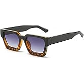 EYLRIM Thick Square Frame Sunglasses for Women Men Fashion Chunky Rectangle Sun Glasses Black Shades