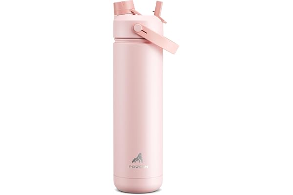 POWCAN 26 oz Insulated Water Bottle with 2-in-1 Straw and Spout Lid, Keep Cold 24H, Leak-Proof, Fits in Car Cup Holder, Stain