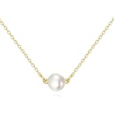 KECHO 14K Real Gold Freshwater Cultured Pearl Pendant Necklace 14K Solid Gold Jewelry Anniversary Birthday Gifts for Women