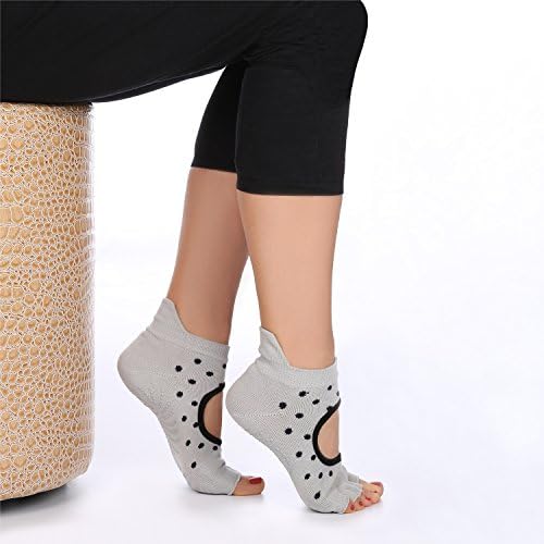 Yoga and Pilates Grip Toeless Socks Organic Cotton Barre Workout Non Slip with Grips Non Skid Exercise Gym for Women by Ekko Yoga