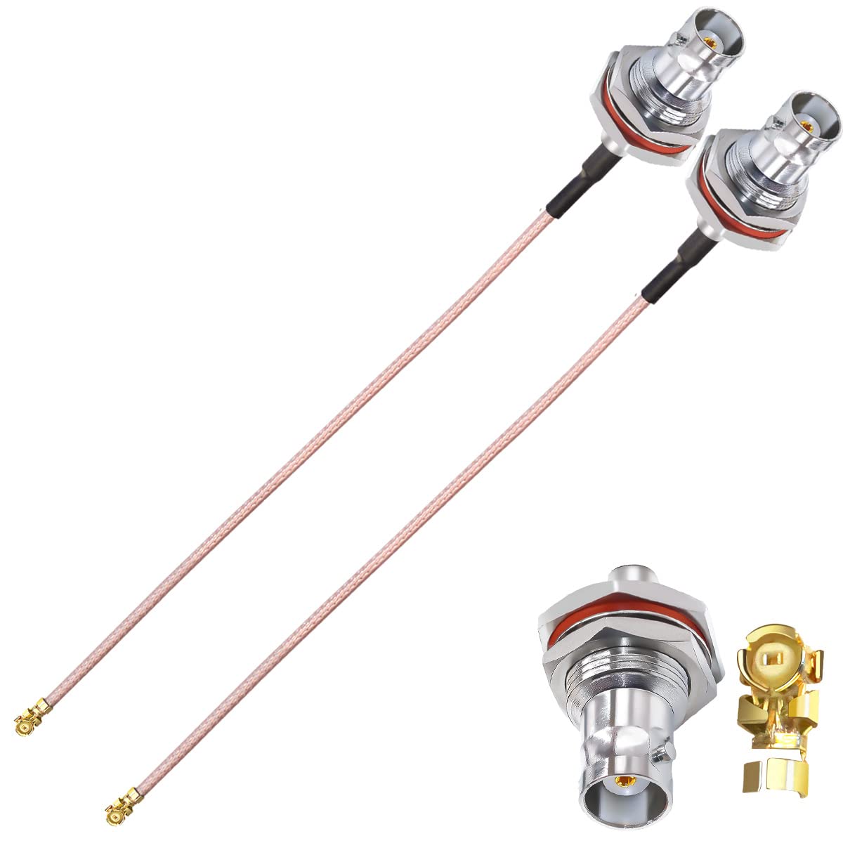 TUOLNK BNC IPX Bulkhead Waterproof Coax Cable BNC Female to U.FL IPX IPEX Coaxial Cable 8inch(20cm) RG178 Pigtail Jumper Cable BNC UFL Mini PCI 50ohm for PCI WiFi Card Wireless Router 2 Pack