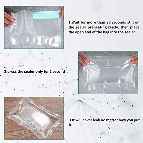 Food Bag Heat Sealer, Mini Sealing Machine with Smart Control Corrugated Suspension Heating Sheet, Double Safe Button on the Side with 47 inch plug cord (green)