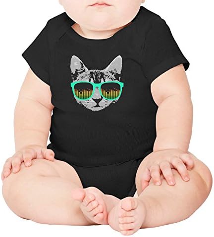Artisfive Hispter Cat with Sun Glasses Unisex Baby Onesies Infant Bodysuit