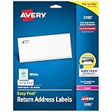 Avery Return Address Labels with Sure Feed for Laser Printers, 2/3" x 1-3/4", 1,500 Labels, Permanent Adhesive (5195), White
