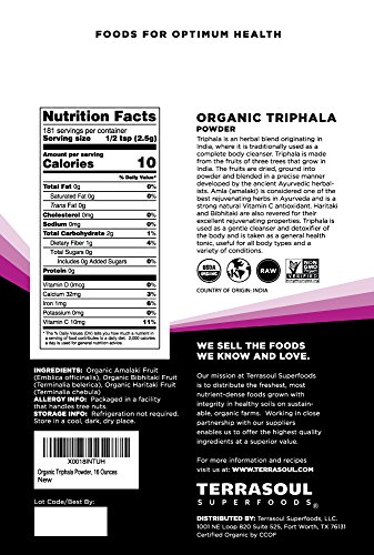 Terrasoul Superfoods Organic Triphala Powder -1 Pound