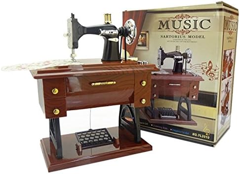 SparkLia Vintage Sewing Machine Style Plastic Music Box Table Desk Decoration Toy Gift for Kid Children