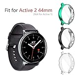 Seltureone (3 Pack Compatible for Samsung Galaxy Watch Active 2 44mm Case, Heavy-Duty Overall Full Body Protective TPU Anti-Scratch Cover for Active2 44mm (Clear,Black,Green)