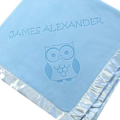 Custom Catch Owl Gifts, Baby Blanket - Boy or Girls Nursery Décor, Toddler Crib Bedding Plush (1 Line of Text)