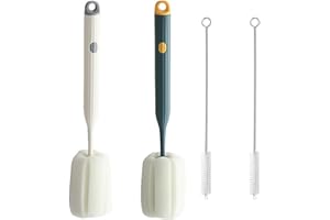 Bottle Cleaning Brush Set,Cup Cleaning Brush 2 Qty Soft Sponge Cup Brush with Long Handle, 2 Qty Drink Straw Cleaning Brush