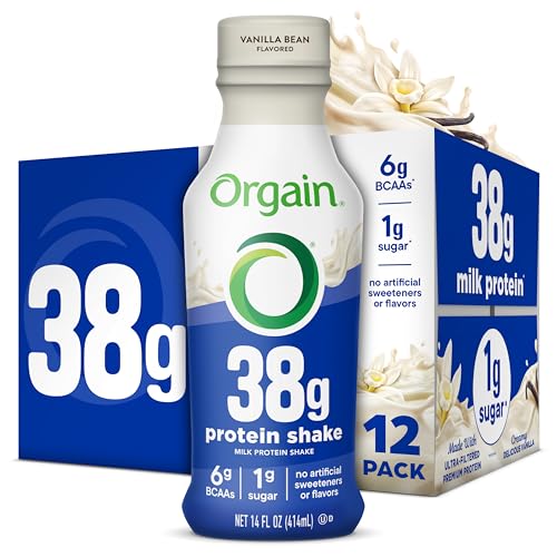 Orgain 38g High Protein Shake, Dairy Isolate Protein Milk, Vanilla, 6g BCAAs, 1…