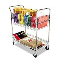 Alera Wire Mail Cart, Chrome