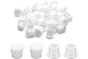 Suiwotin 30PCS 6mm (1/4") White Hole Plugs Plastic Flush Type Hole Plugs Snap in Locking Hole Tube, Furniture Fencing Post Pipe Insert End Caps (White)