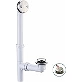 Tubular Bath Tub Drain Kit 1-1/2" with Brushed Tip-Toe Bathtub Drain Stopper, Welsan Touch-Toe Bath Plug Waste and Overflow F