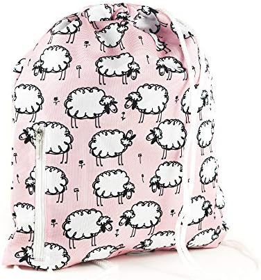 LimeWorks drawstring bag, Sheep, with lining and external pocket
