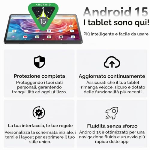 Tablet Android 15 da 10,1 pollici, 18GB RAM (6+12) 128GB ROM, T30 Octa-Core, espandibile fino a 1TB, WiFi 6, batteria da 6000mAh, display HD IPS 1280×800, GPS, Widevine L1, Tablet con Gemini AI, Nero