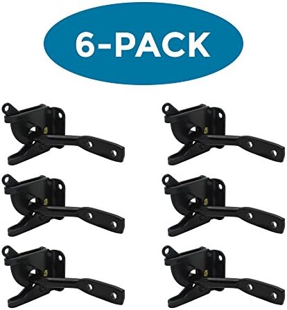(6 Pack) ELBA Metal Gate Latch, Indoor or Outdoor, Automatic Self Locking, Black Corrosion Resistant Finish