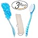 Shower Body Brush wiht Long Handled,Mesh Sponge Bath Loofahs bath brush, Exfoliating Loofah Back Scrubber,-3 pieces,color may vary