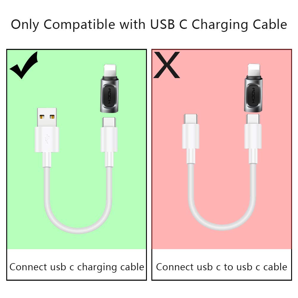 Mxcudu iOS to USB C Adapter Type C (Female) to iOS (Male) Adapter USB C Charging Converter Fast Charging Max Output 5V/2.4A Compatible with iPhone 11/11Pro/XS/X/8/7 and More(Grey)
