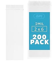 GPI - 2" x 6" Zip Bags, 200 Count, 2 Mil, Clear
