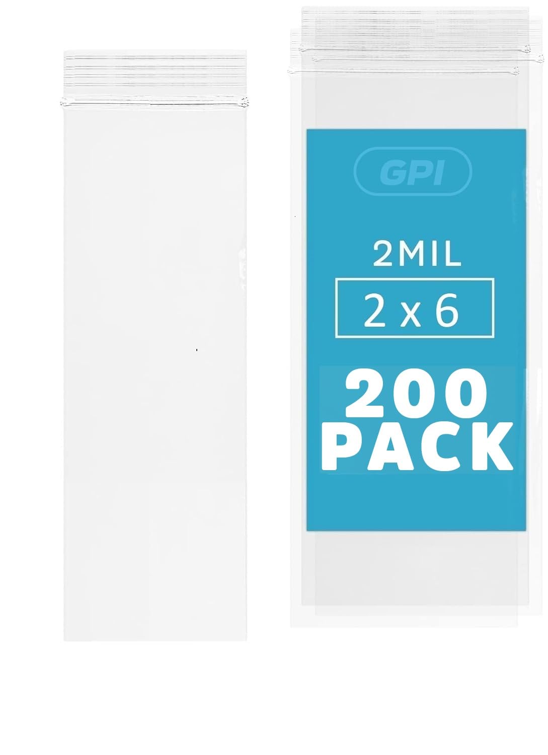 GPI - 2" x 6" Zip Bags, 200 Count, 2 Mil, Clear