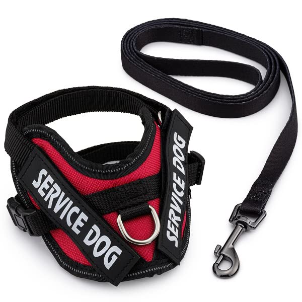 Service Vest Dog Harness -No Pull Harness for Toy Breeds with 1.5m Lead (Red, Baby 1 = 24 – 29 cm / 0,8 – 3 kg)