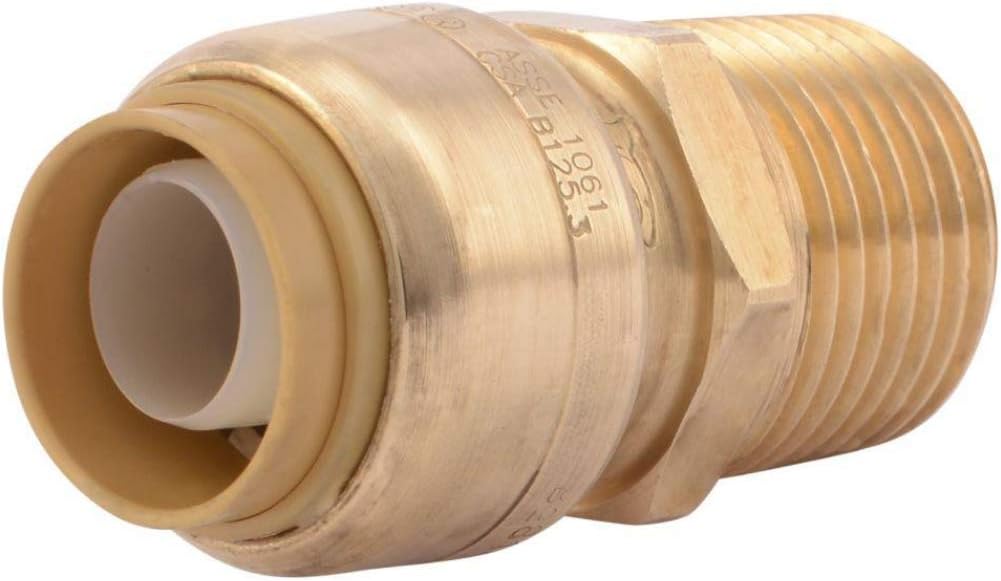 SharkBite U134LFA Straight Connector Plumbing, Male 3/4 in, MNPT, PEX Fittings, Push-to-Connect, Copper, CPVC, 3/4-Inch by 3/4-Inch - Pipe Fittings - 