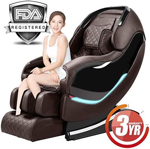Massage Chair Recliner, Zero Gravity SL-Track Full Body Shiatsu Luxurious Electric Massage Chair with Stretched Tapping Mode Heating Back and Foot Massage Therapy (Brown)