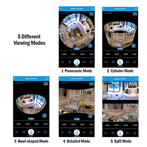 WiFi Bulb Camera VR Panoramic Security Camera with 360 Degree Fisheye Home Led Lights IP Camera Hidden Camera Home Security System for Android iOS APP White