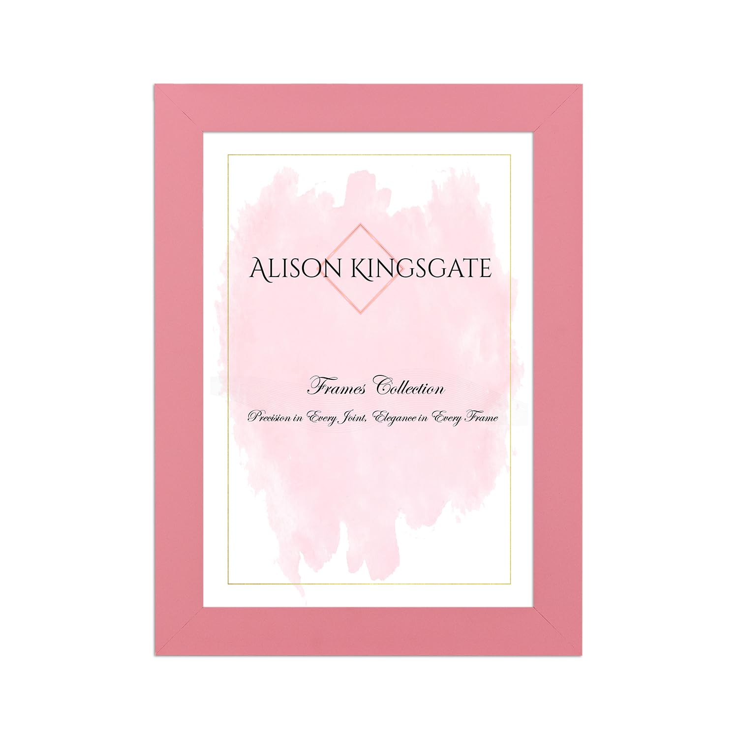 Alison Kingsgate Modern A4 Pink Picture Frame - Engineered Wood Photo Frame with Shatterproof Perspex Front - Ideal for Posters, Certificates & Artwork