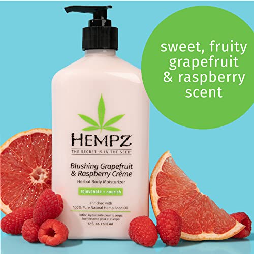 HEMPZ Body Lotion Grapefruit & Raspberry Creme Daily Moisturizing Cream, Shea Butter Hand and