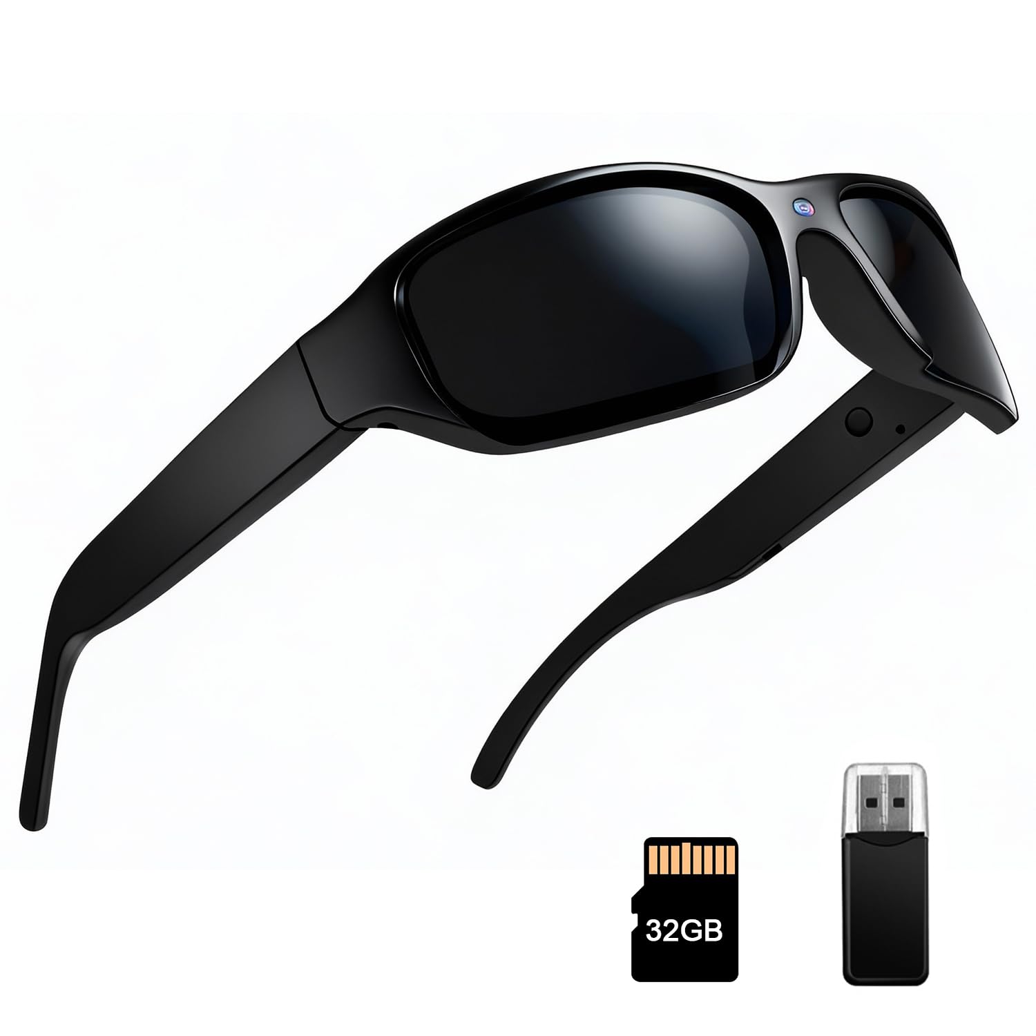 Photo 1 of Smart Sunglasses Camera Outdoor Sports Action Camera Glasses Full HD 1080P Video Camera Glasses UV Protection Polarized Sunglasses mit 32GB Micro SD Card, Card Reader for Hiking, Cycling, Climbing