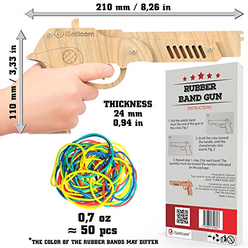 iSottcom Rubber Band Gun – Toy Gun Beretta Boys Toys for Outdoor Indoor Game – Wooden Toy Guns – Best Gift for Men – Wooden Pistol for Shooting Game – Kids Toys for Pretend Play - Thumbnail 5