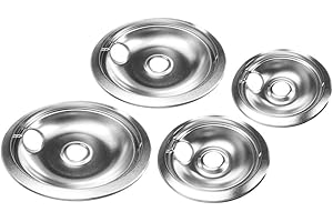 HOZZWHOO Stainless Steel Reflector Bowls Universal Drip Pan Kits Gas Stove Burner Rings for Frigidaire Kenmore(4 Pack)