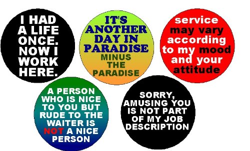 Set of 5 SERVICE / WORK HUMOR Themed 1.25