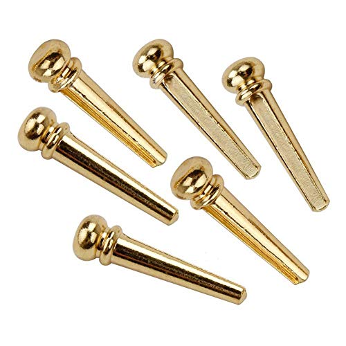 JVSISM 6PCS Guitar Brass Bridge Pins Saddle Nut Replacement Parts for Acoustic Guitar - Thumbnail 6