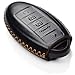 Vitodeco Leather Smart Key Fob Case Compatible with Nissan Versa, Sentra, Altima, Maxima, Rogue 2007-2022 (5 Buttons, Black)