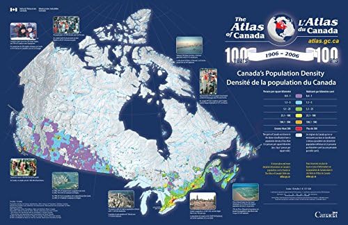 Canada's Population Density/Densité de la population du Canada - 34" x 22" Matte Plastic Map