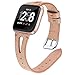 QIBOX Leather Bands Compatible with Fitbit Versa/Versa 2, Slim Vintage Leather Band Replacement Strap Women Man Wristband Accessories Compatible with Fitbit Versa 2 Smartwatch