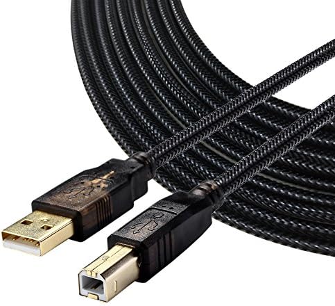 Printer Cable,6ft High Speed Gold-Plated Nylon Braided USB Type A Male to B Male for HP, Canon, Lexmark, Epson, Dell, Xerox, Samsung etc