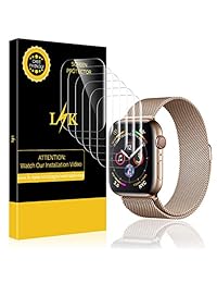 [6 Pack] LK para Apple Watch Protector de pantalla 1.732 in (serie 4), LiquidSkin [cobertura completa] anti-burbujas con garantía de por vida de reemplazo