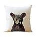 WOMHOPE 4 Pcs [Just Covers] - Animal Watercolor Patern Cotton Linen Pillow Covers Throw Covers Square Cushion Pillowcase Decorative Pillow Shams (Bear (Set of 4 pcs))