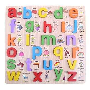 Crazy Crafts Wooden Alphabet English Letters Jigsaw Puzzle Kids Educational (Lower case/ Small Letters ) Learning Digital Board Educational for Kids Multicolour
