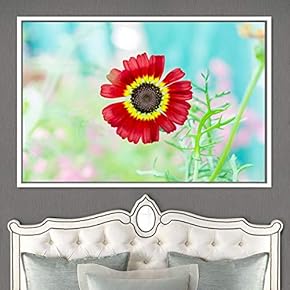 signwin Framed Canvas Wall Art Bright Flowers Closeup...